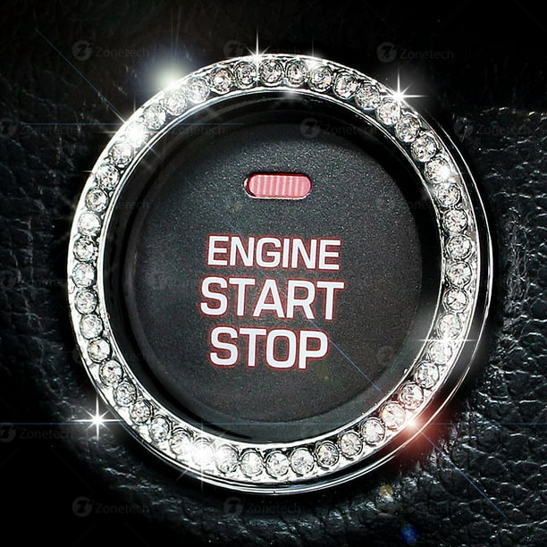 Car Interior One-key Engine Start Stop Ignition Push Button Decor Diamante Ring